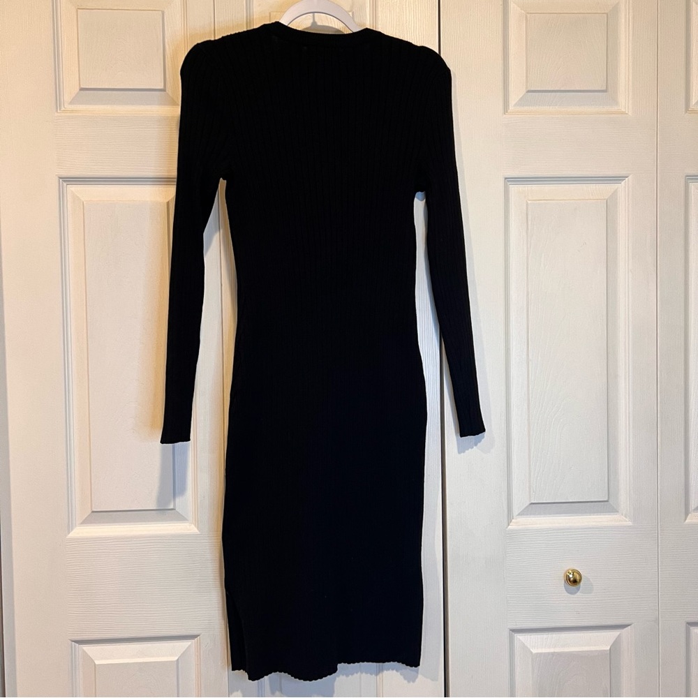 🩷 Marled Black Button Down Sweater Dress - size Small (00848) - Picture 5 of 8